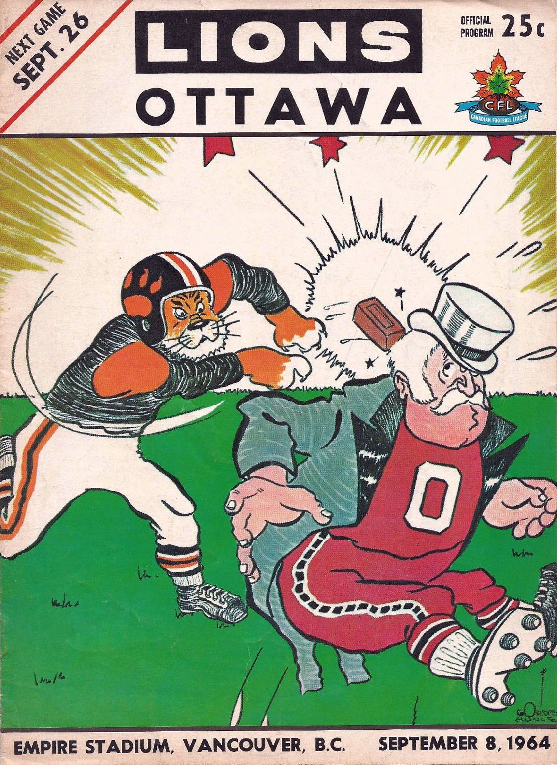 CFL Program: BC Lions vs. Ottawa Rough Riders (September 8, 1964)