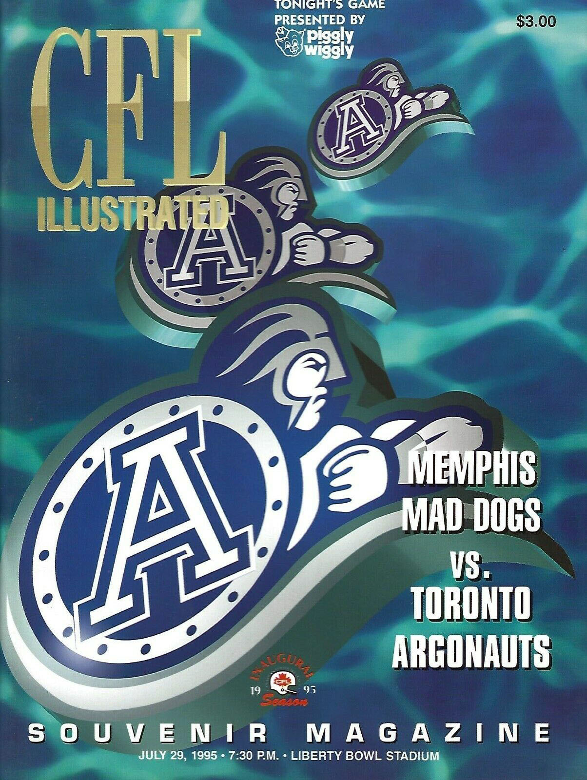 CFL Program: Memphis Mad Dogs vs. Toronto Argonauts (July 29, 1995)