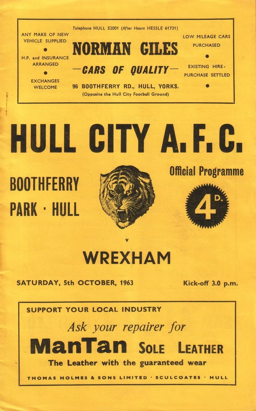 Hull City vs. Wrexham (October 5, 1963)