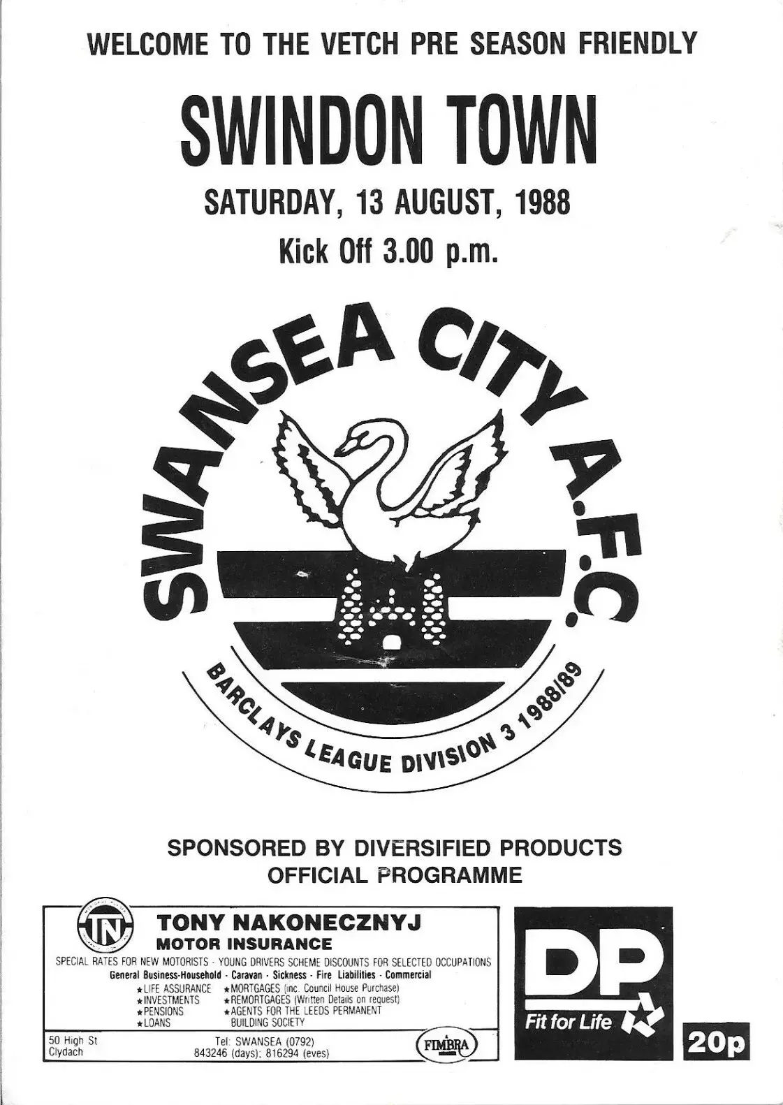 Swansea City vs. Swindon Town (August 13, 1988)