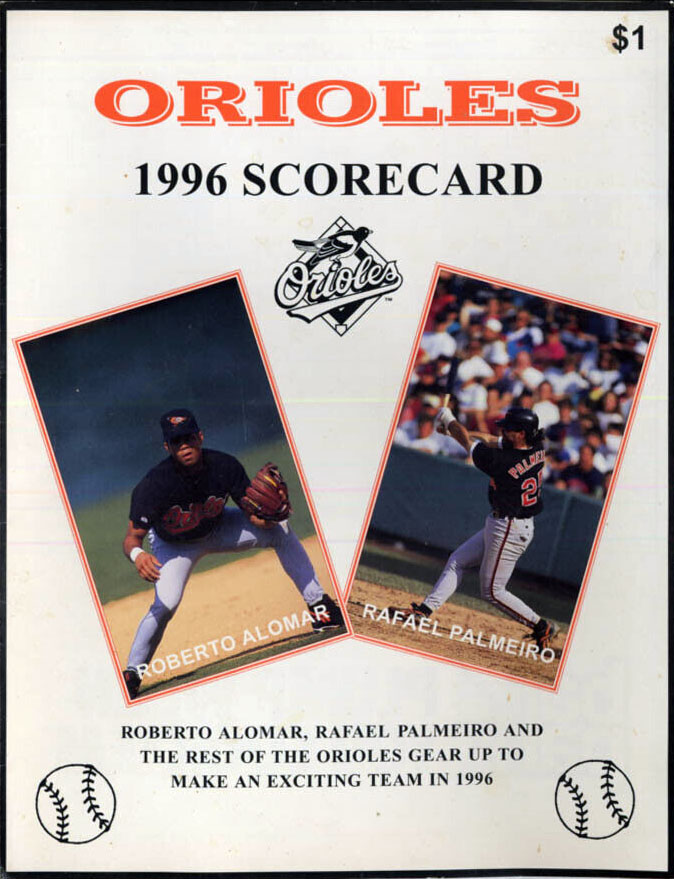 1996 Baltimore Orioles spring training scorecard