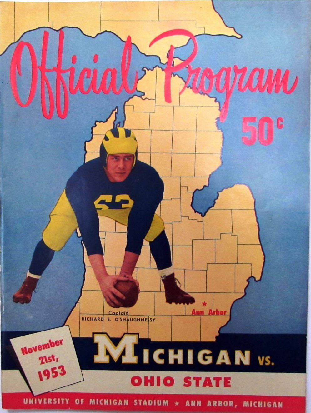 College Football Program: Michigan Wolverines vs. Ohio State Buckeyes (November 21, 1953)