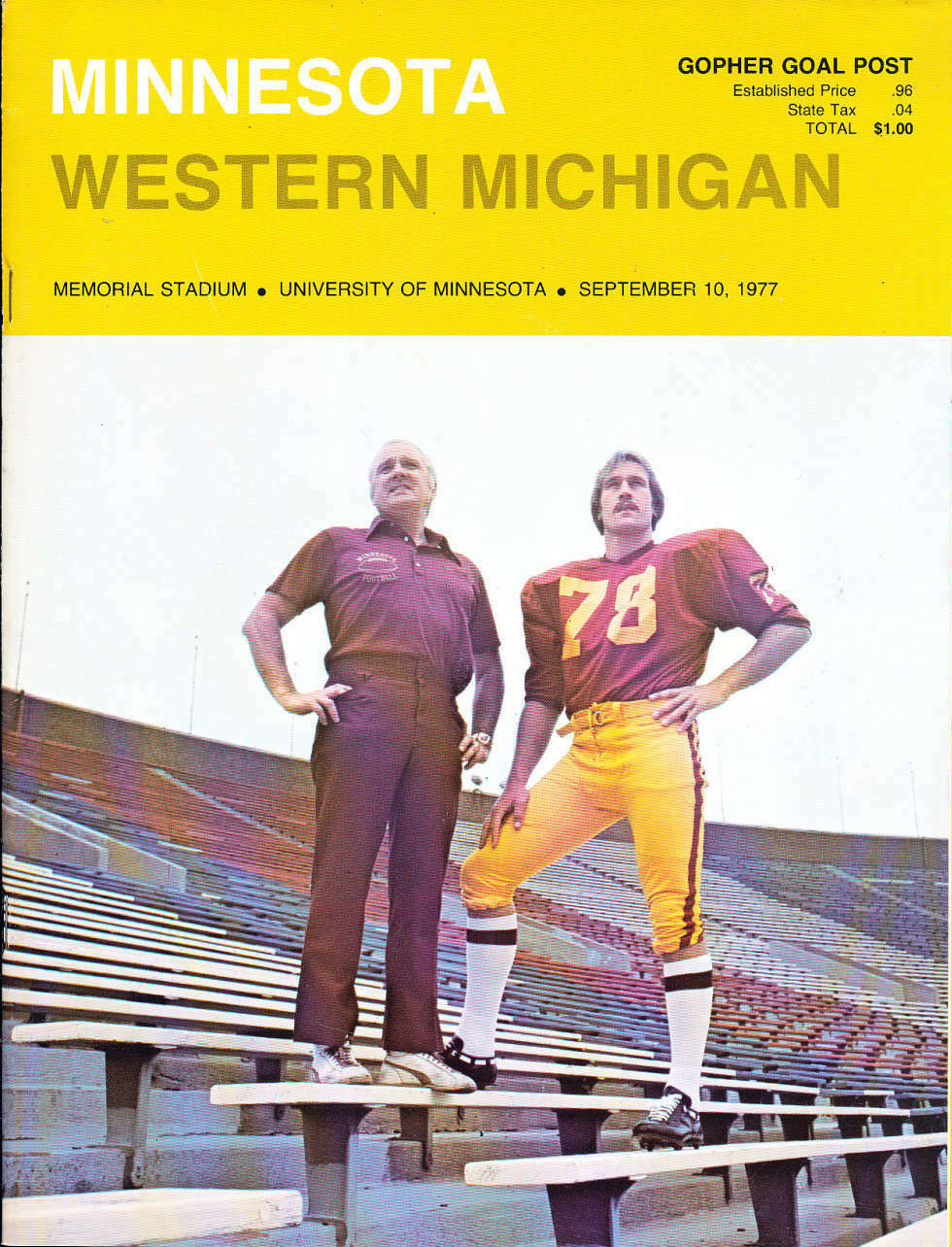 College Football Program: Minnesota Golden Gophers vs. Western Michigan Broncos (September 10, 1977)