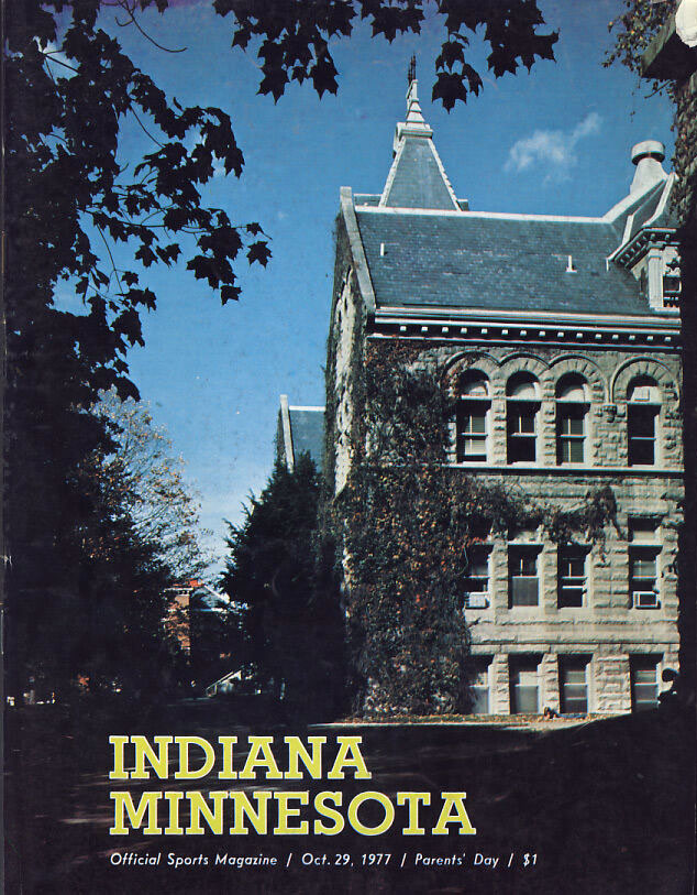 College Football Program: Indiana Hoosiers vs. Minnesota Golden Gophers (October 29, 1977)