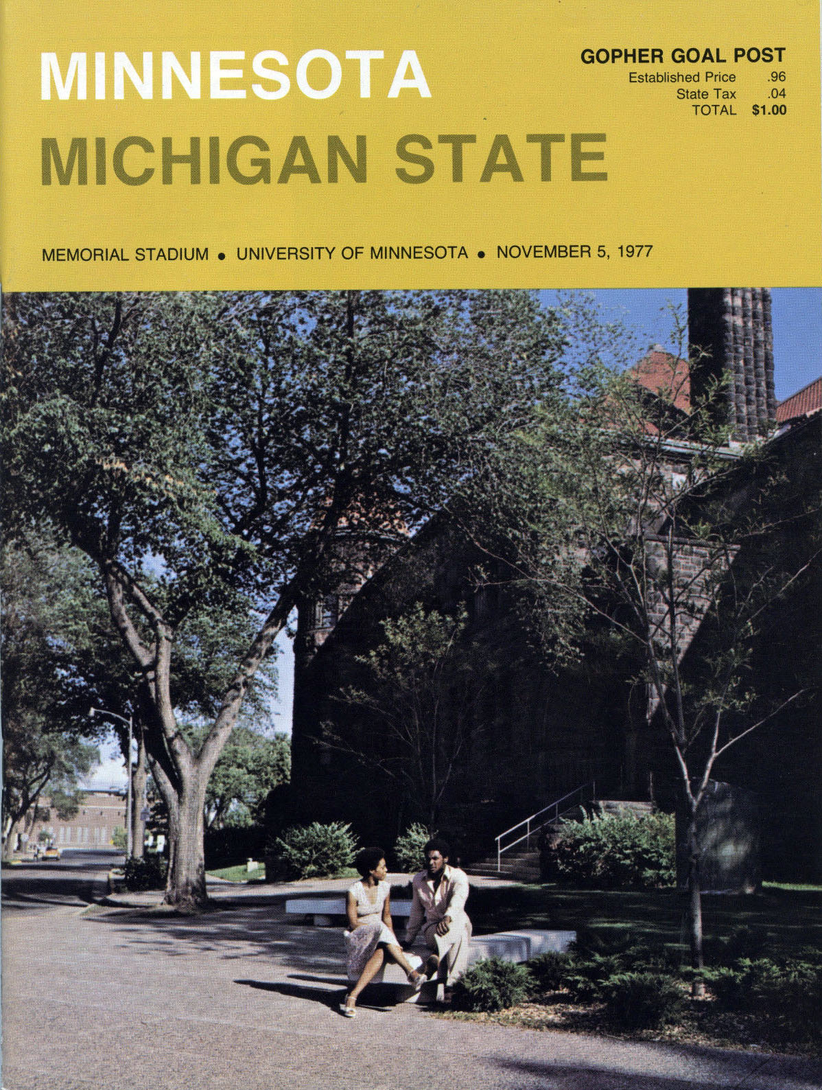 College Football Program: Minnesota Golden Gophers vs. Michigan State Spartans (November 5, 1977)