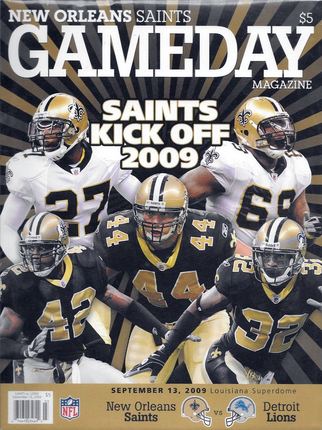 NFL Program: New Orleans Saints vs. Detroit Lions (September 13, 2009)