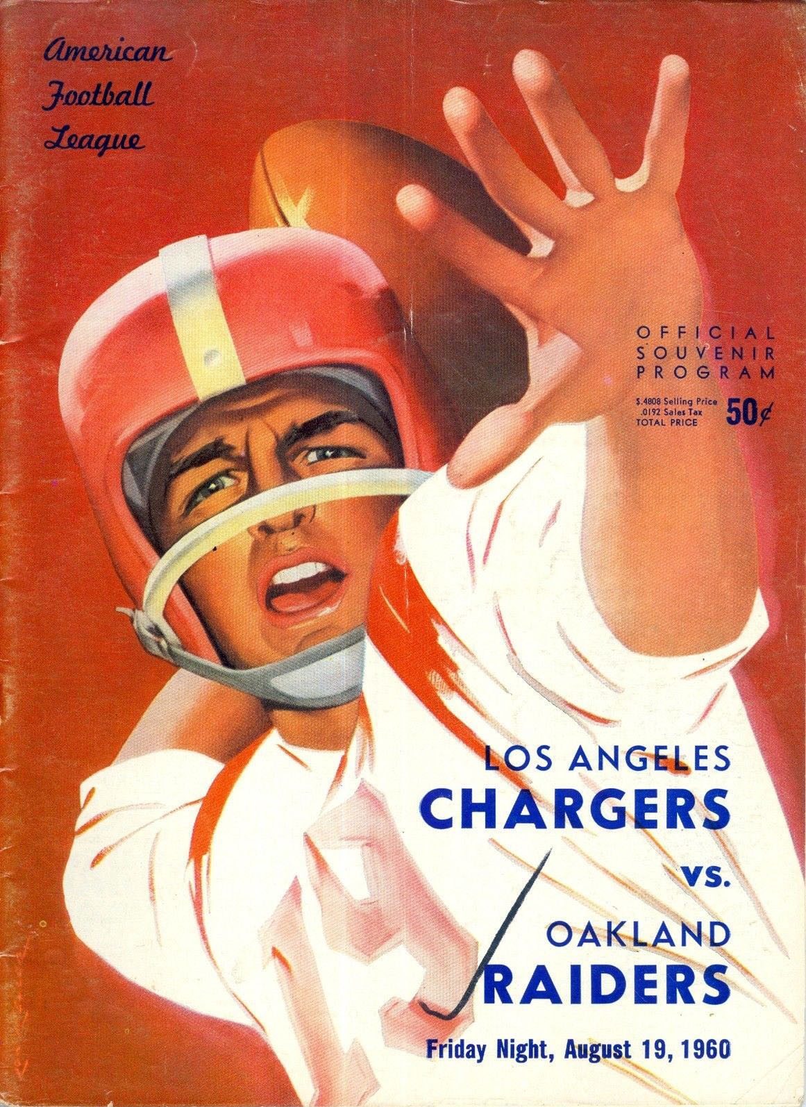 AFL Program: Oakland Raiders vs. Los Angeles Chargers (August 19, 1960)