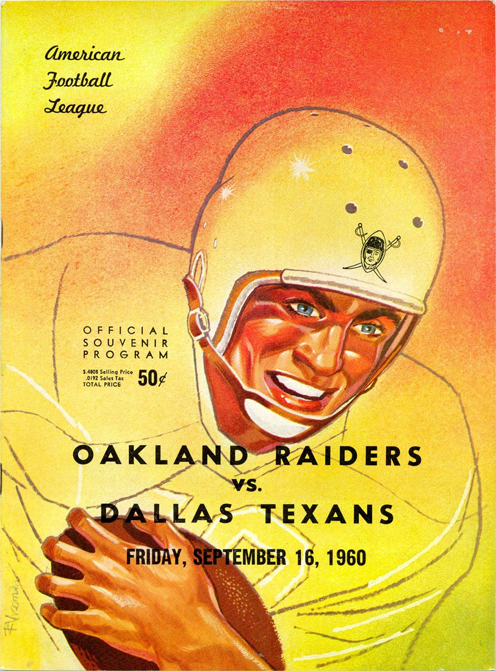 AFL Program: Oakland Raiders vs. Dallas Texans (September 16, 1960)