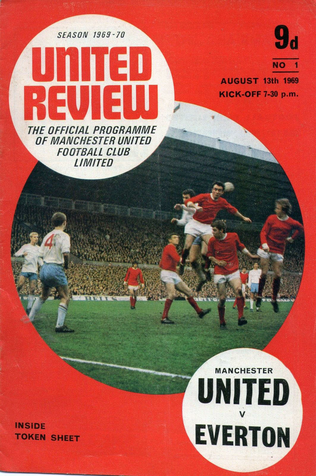 English Football Program: Manchester United vs. Everton (August 13, 1969)