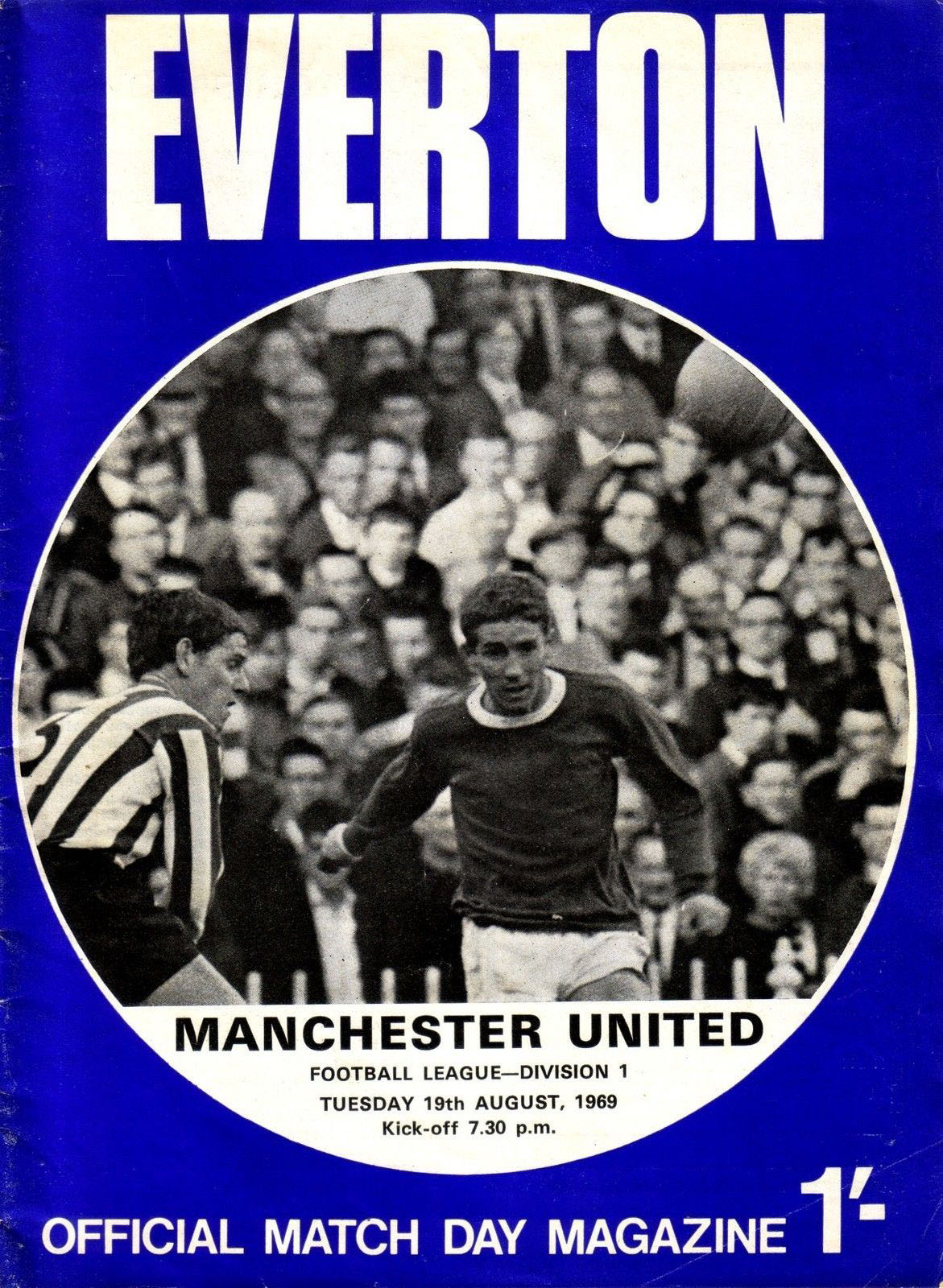 English Football Program: Everton vs. Manchester United (August 19, 1969)