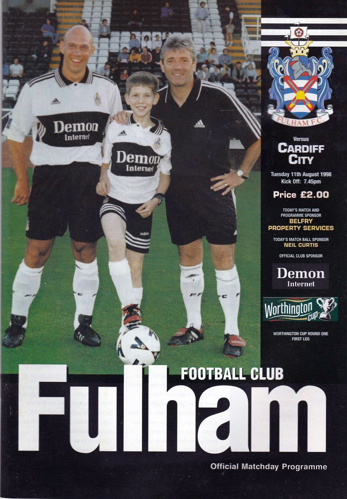 English Football Program: Fulham vs. Cardiff City (August 11, 1998)