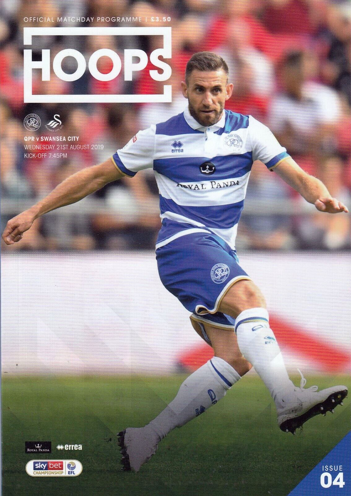 English Football Program: Queens Park Rangers vs. Swansea City (August 21, 2019)