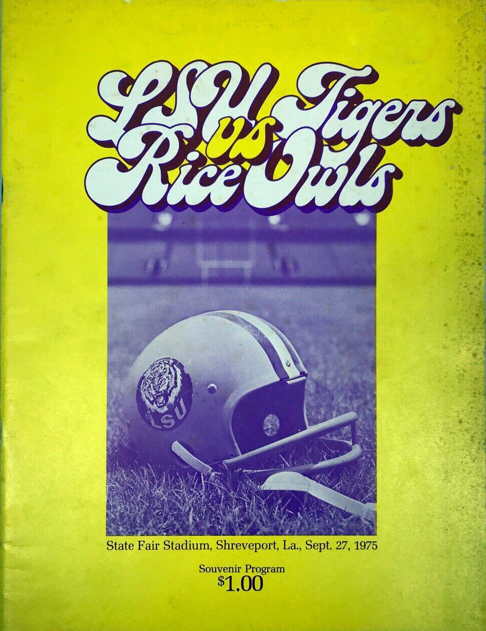 College Football Program: LSU Tigers vs. Rice Owls (September 27, 1975)