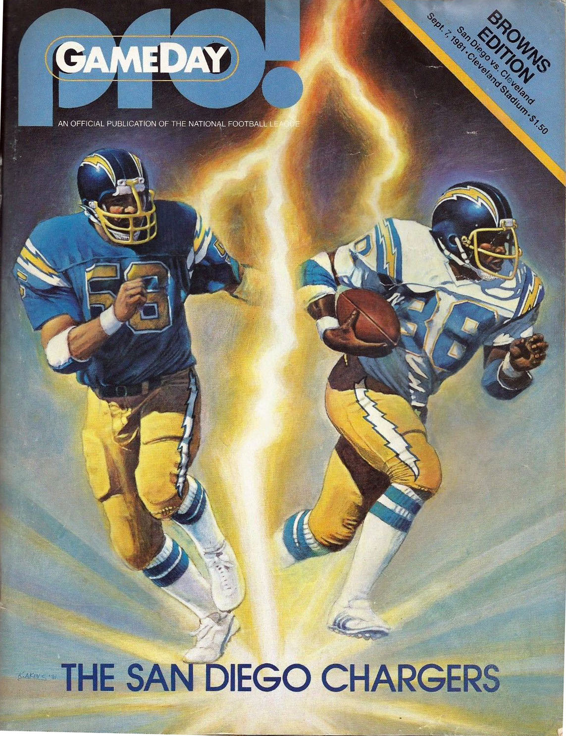 NFL Program: Cleveland Browns vs. San Diego Chargers (September 7, 1981)