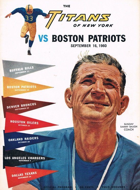 AFL Program: New York Titans vs. Boston Patriots (September 16, 1960)