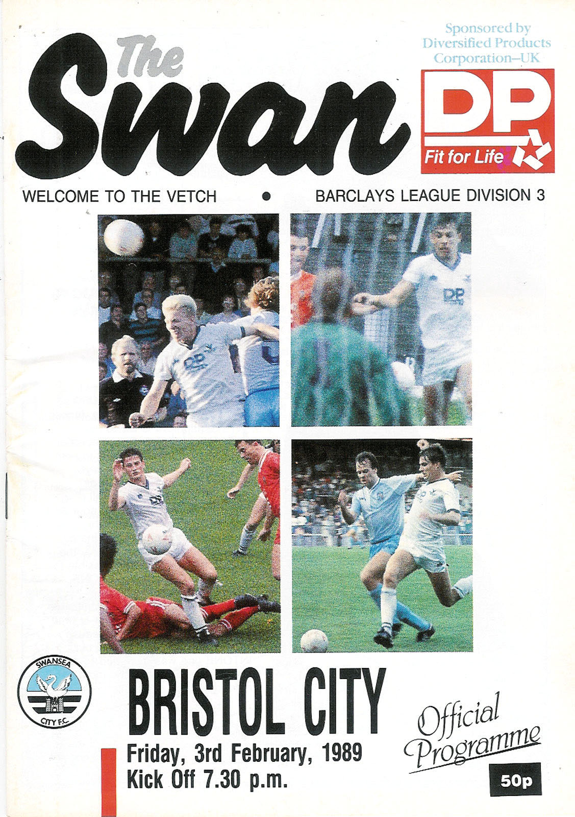 English Football Program: Swansea City vs. Bristol City (February 3, 1989)