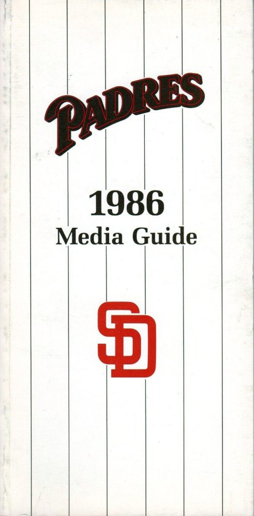 1986 San Diego Padres media guide