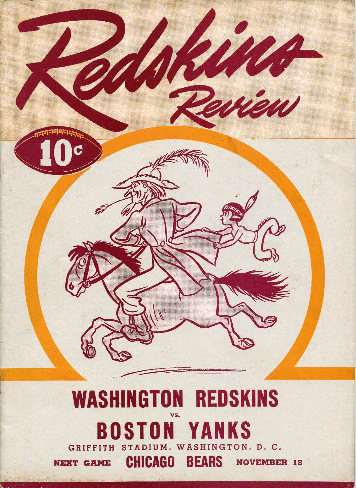 NFL Program: Washington Redskins vs. Boston Yanks (November 11, 1945)