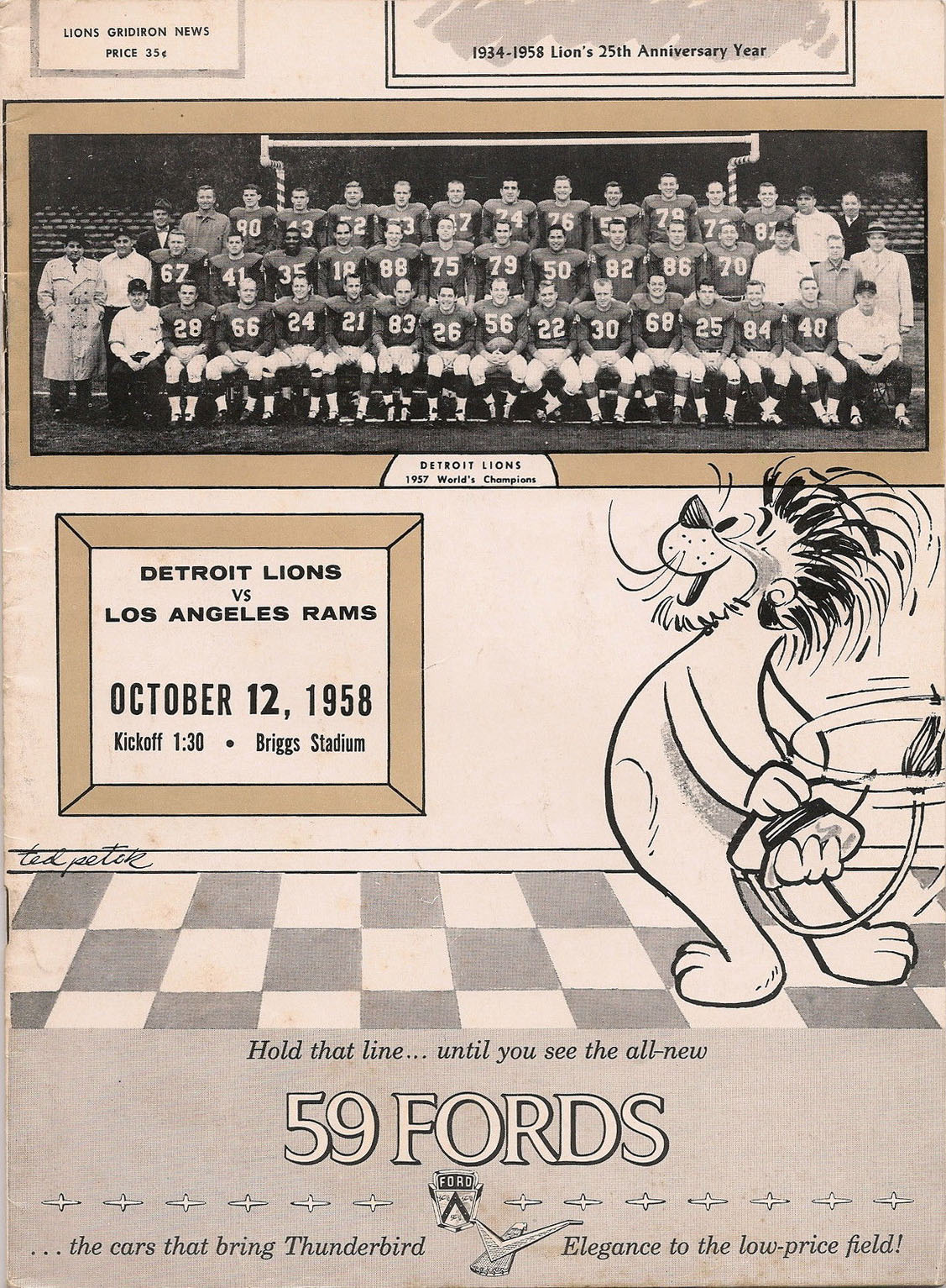 Detroit Lions vs. Los Angeles Rams (October 12, 1958)