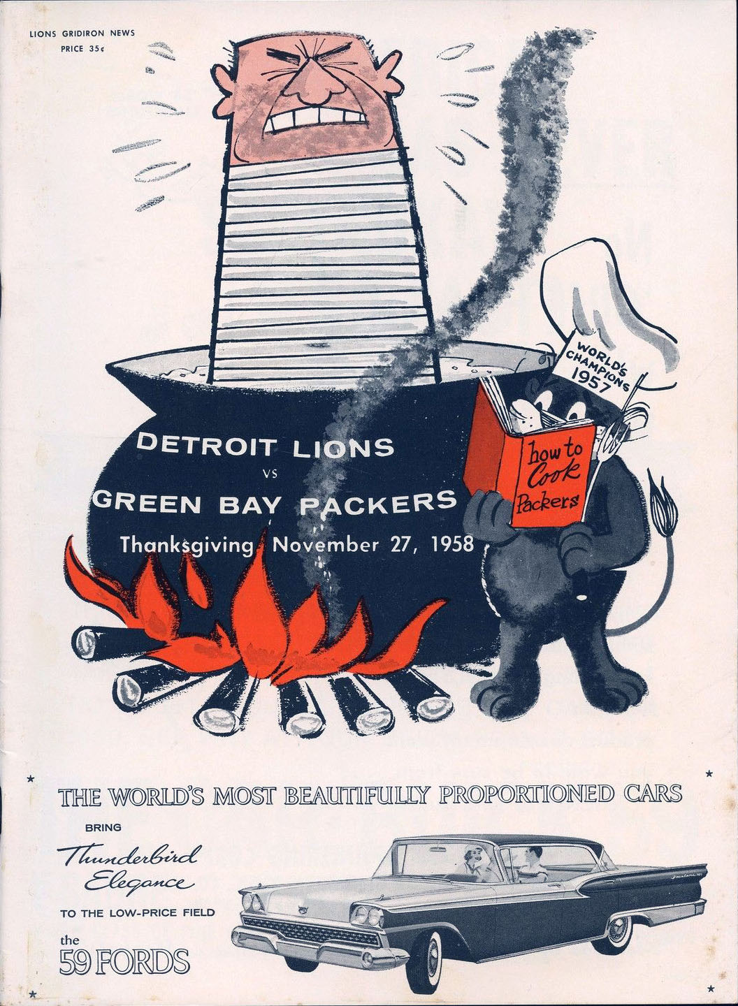 NFL Program: Detroit Lions vs. Green Bay Packers (November 27, 1958)