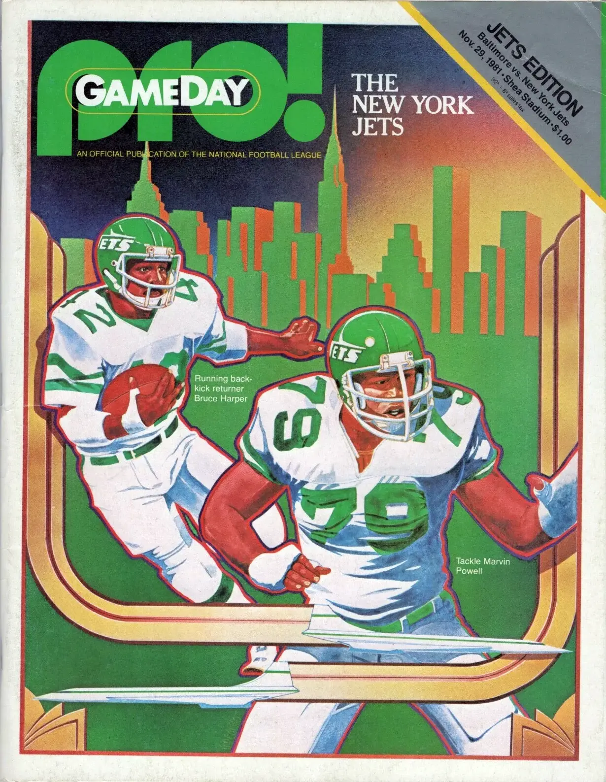 NFL Program: New York Jets vs. Baltimore Colts (November 29, 1981)