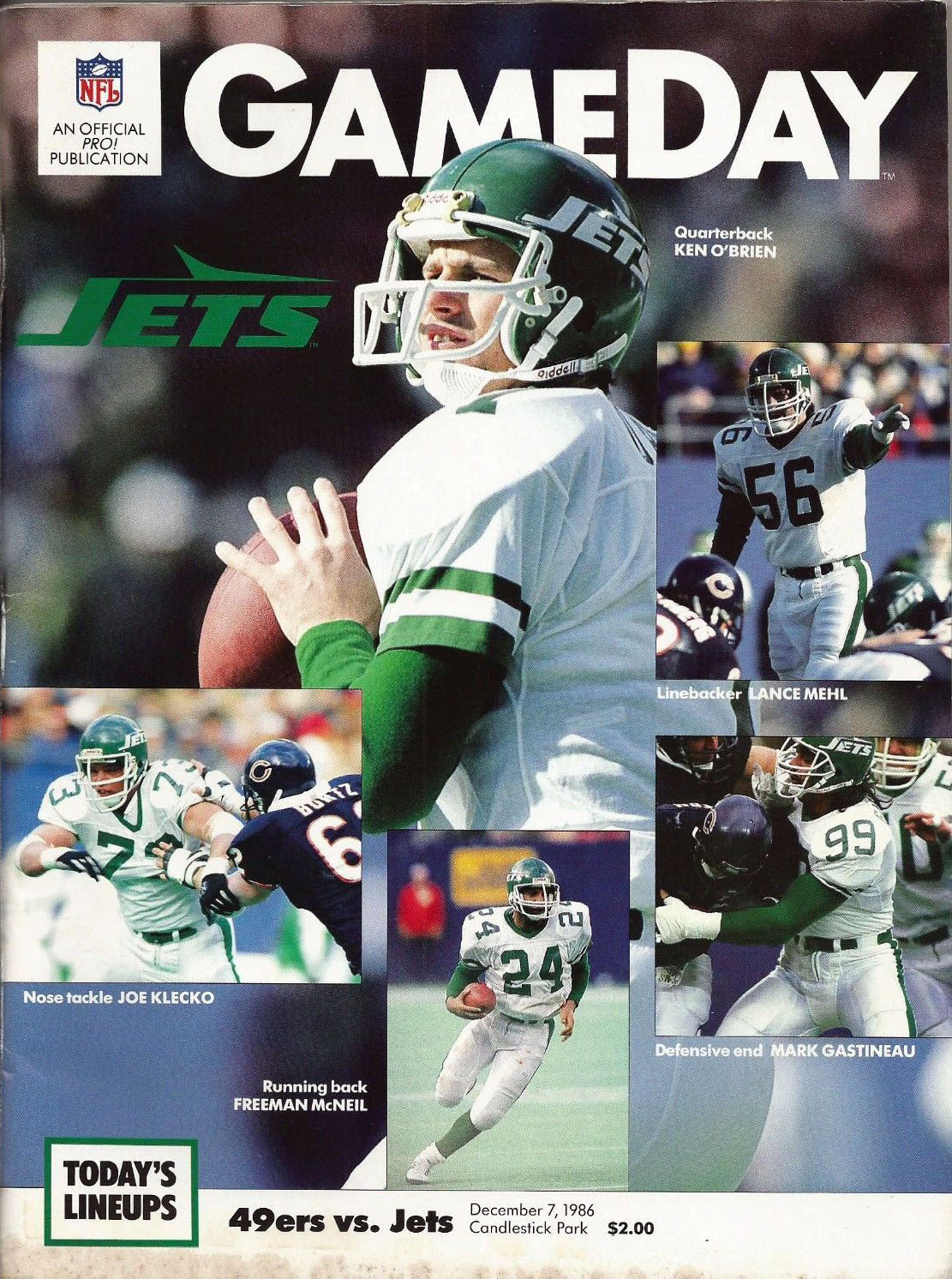 NFL Program: San Francisco 49ers vs. New York Jets (December 7, 1986)