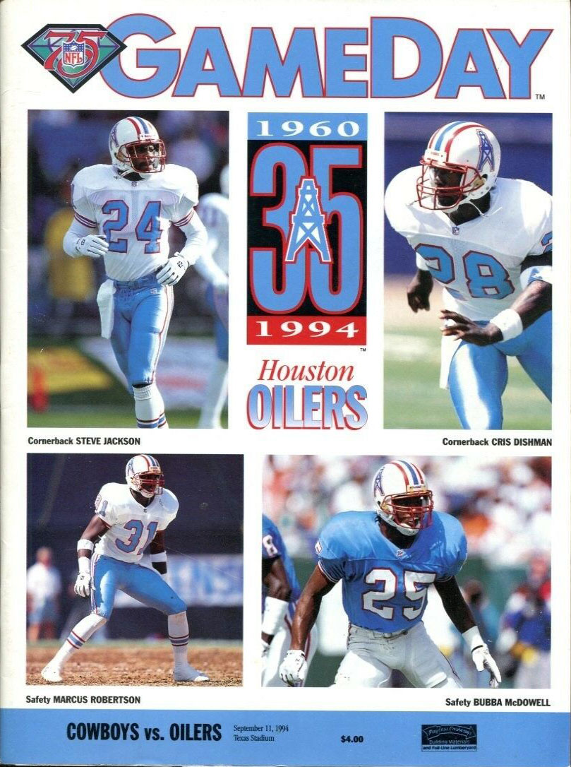 NFL Program: Dallas Cowboys vs. Houston Oilers (September 11, 1994)