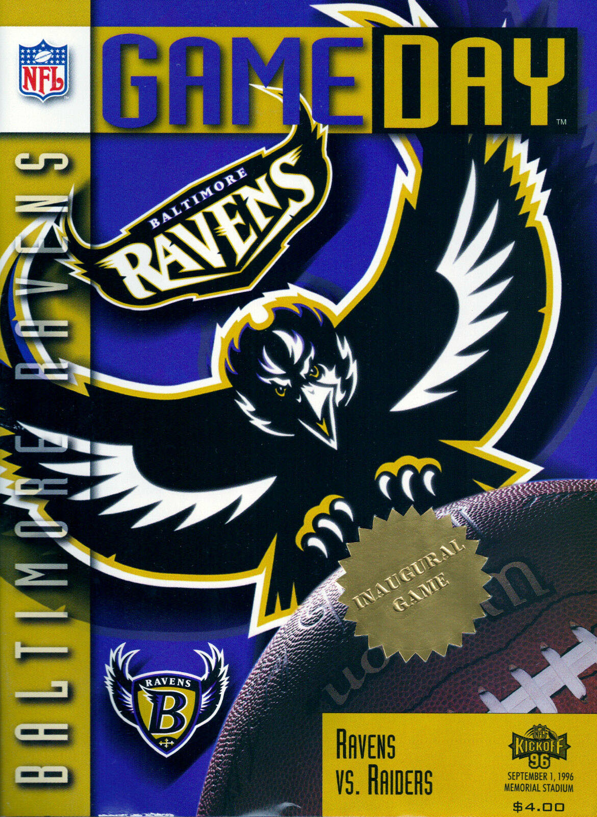 NFL Program: Baltimore Ravens vs. Oakland Raiders (September 1, 1996)