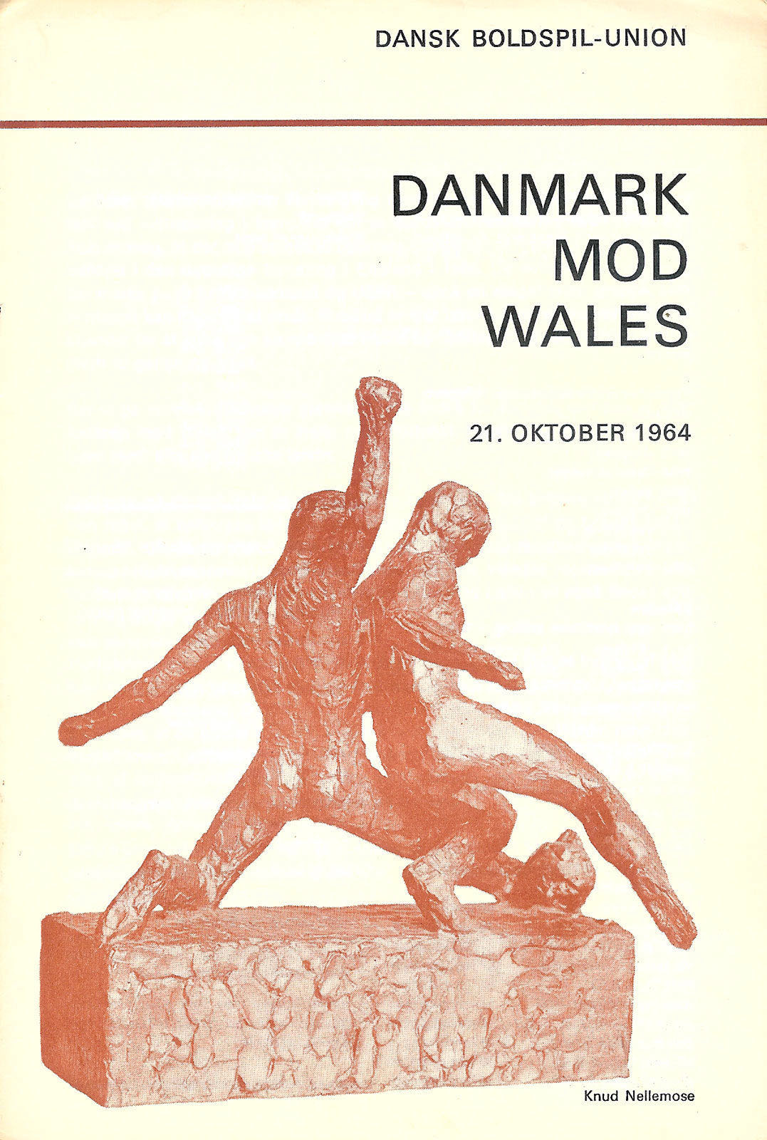 World Cup Program: Denmark vs. Wales (October 21, 1964)