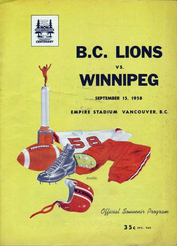 CFL Program: BC Lions vs. Winnipeg Blue Bombers (September 15, 1958)