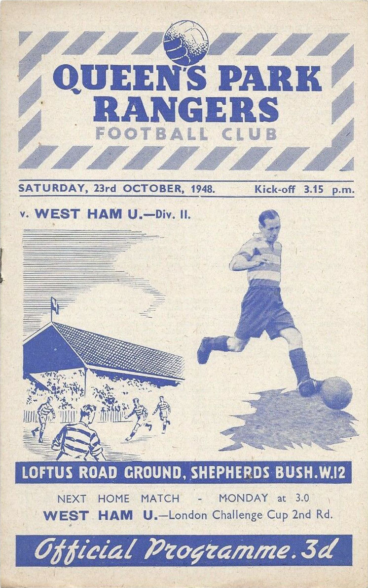 English Football Program: Queens Park Rangers vs. West Ham United (October 23, 1948)