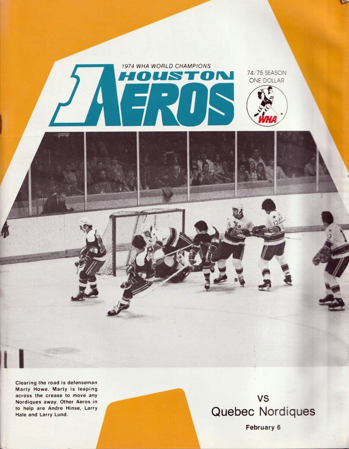 1974-75 Houston Aeros program