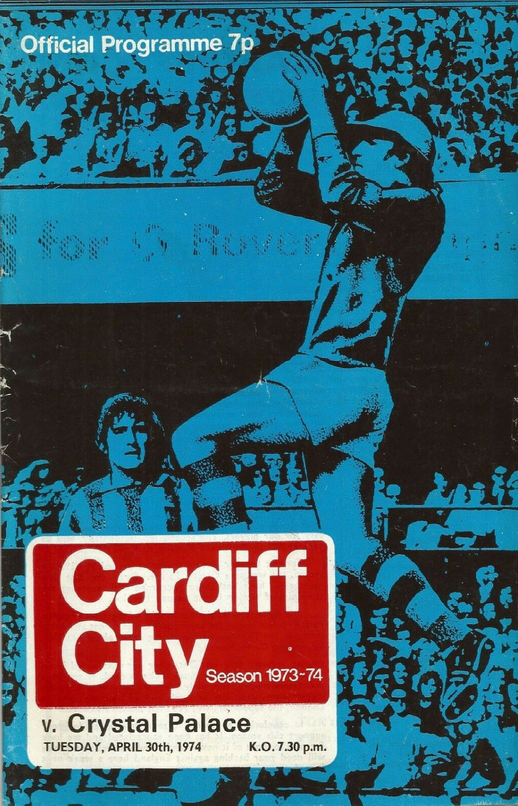 English Football Program: Cardiff City vs. Crystal Palace (April 30, 1974)