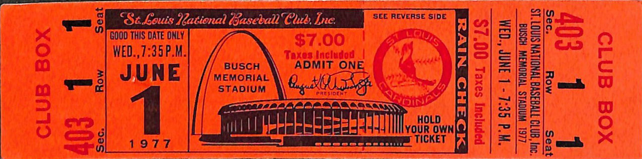 1977 St. Louis Cardinals ticket