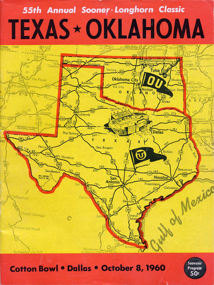 College Football Program: Texas Longhorns vs. Oklahoma Sooners (October 8, 1960)