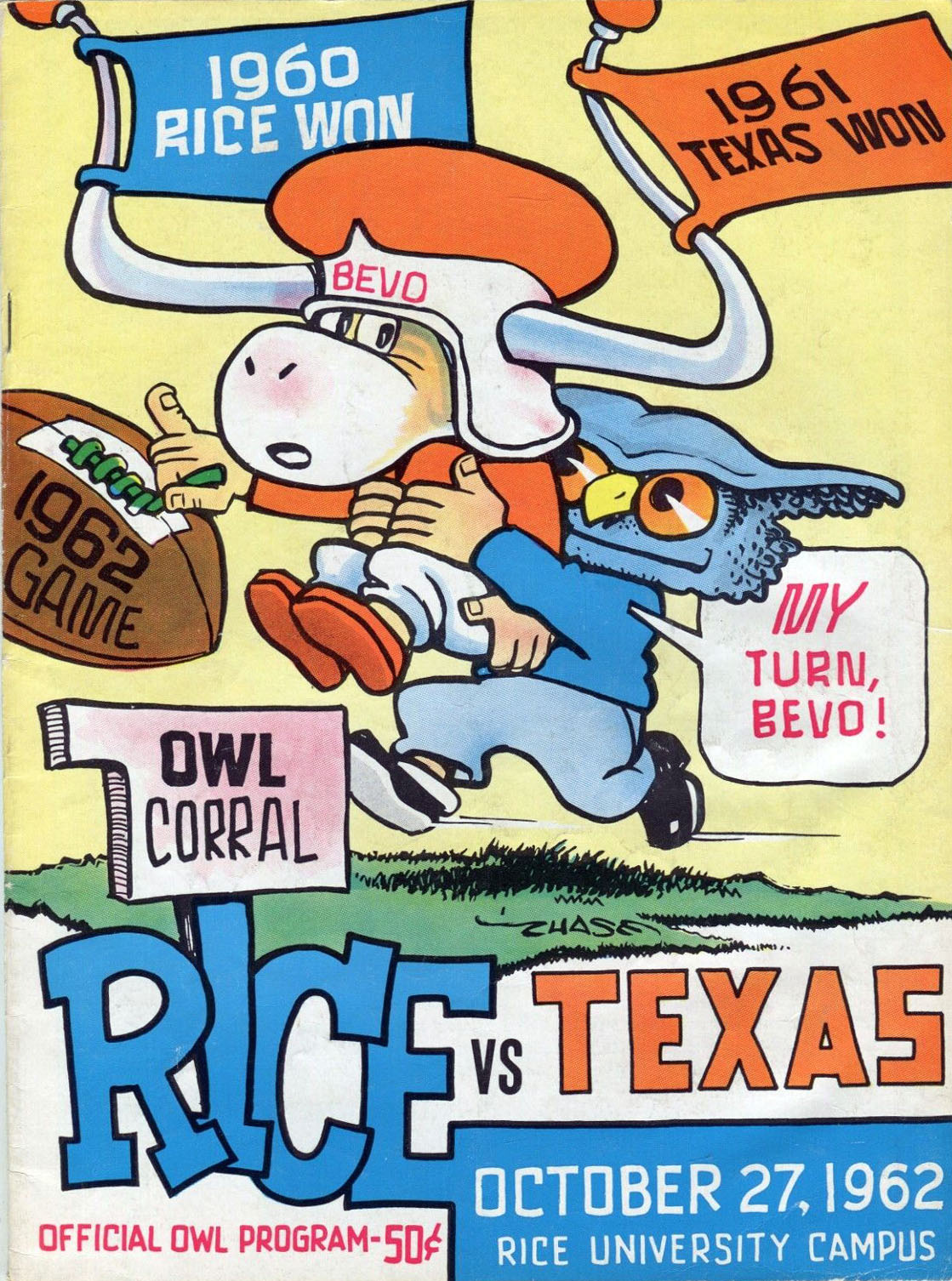 College Football Program: Rice Owls vs. Texas Longhorns (October 27, 1962)