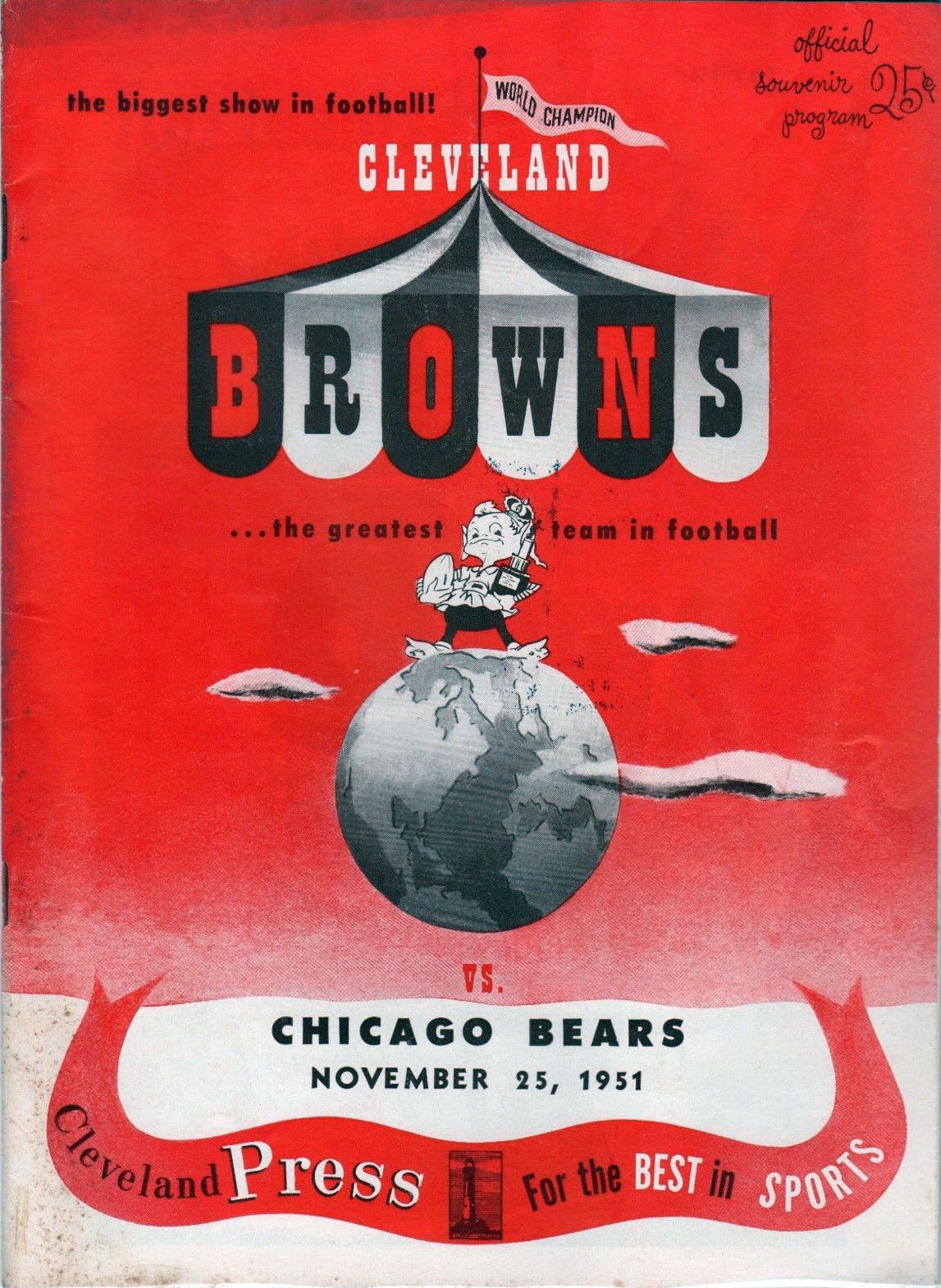 NFL Program: Cleveland Browns vs. Chicago Bears (November 25, 1951)