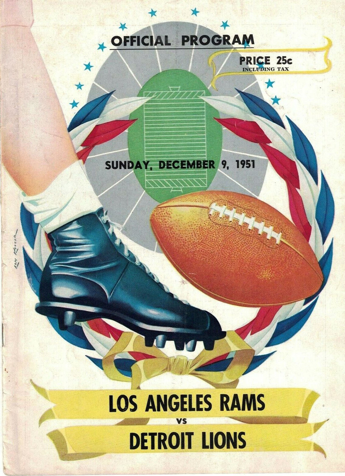 NFL Program: Los Angeles Rams vs. Detroit Lions (December 9, 1951)