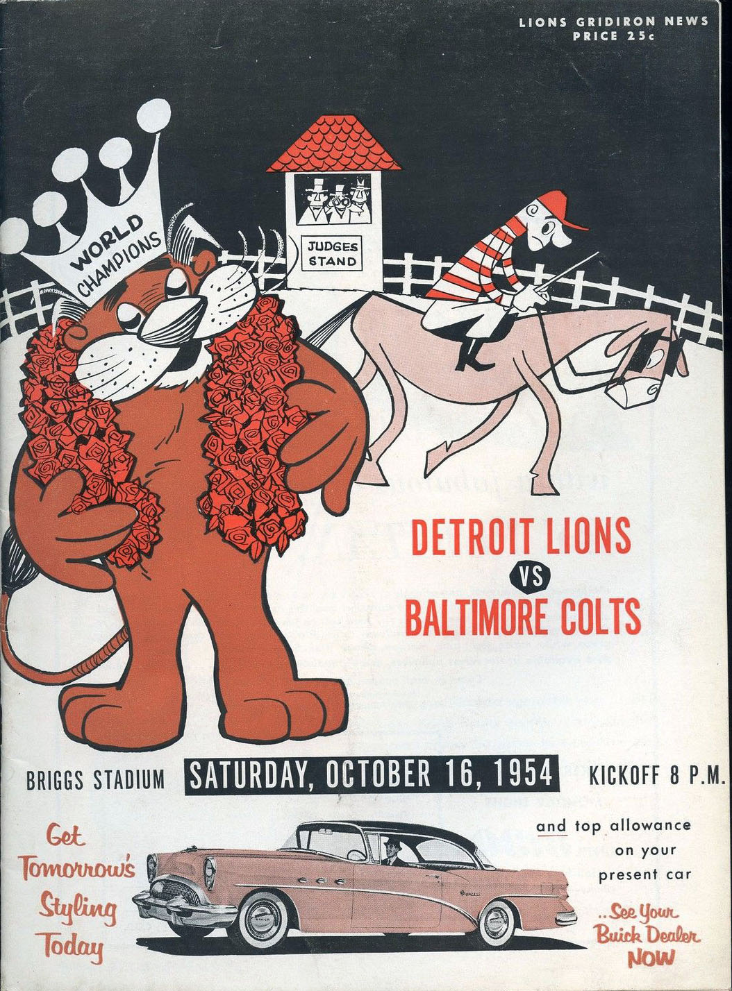 NFL Program: Detroit Lions vs. Baltimore Colts (October 16, 1954)