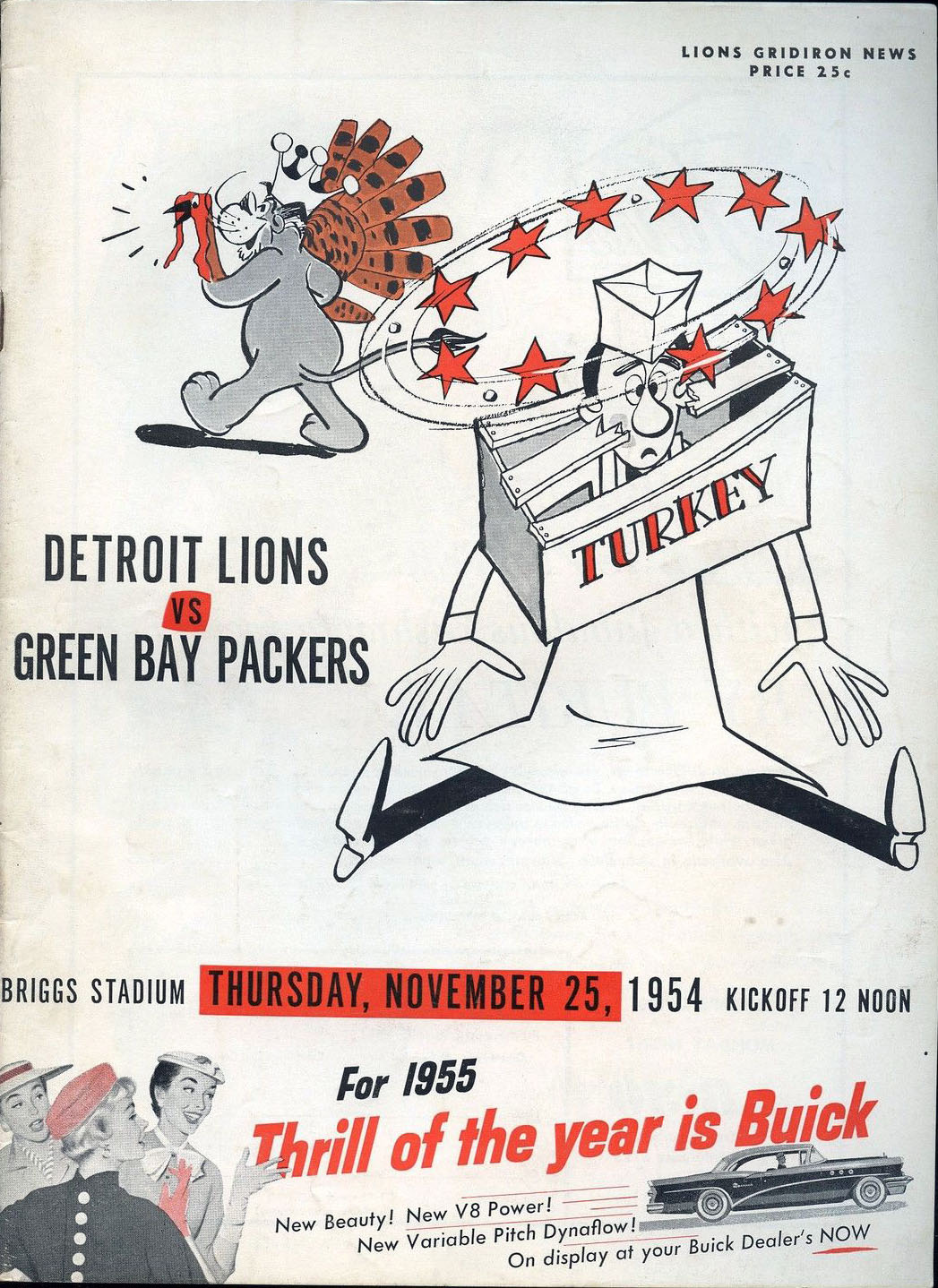 NFL Program: Detroit Lions vs. Green Bay Packers (November 25, 1954)