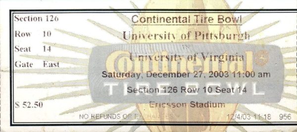 2003 Continental Tire Bowl ticket