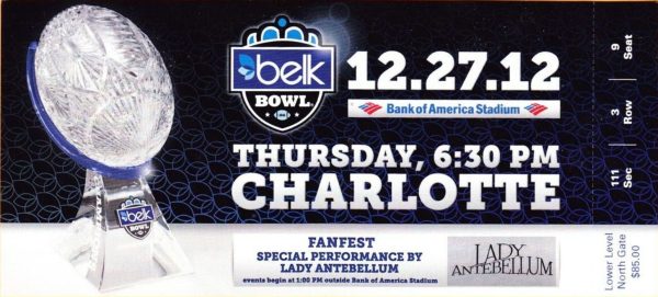 2012 Belk Bowl ticket