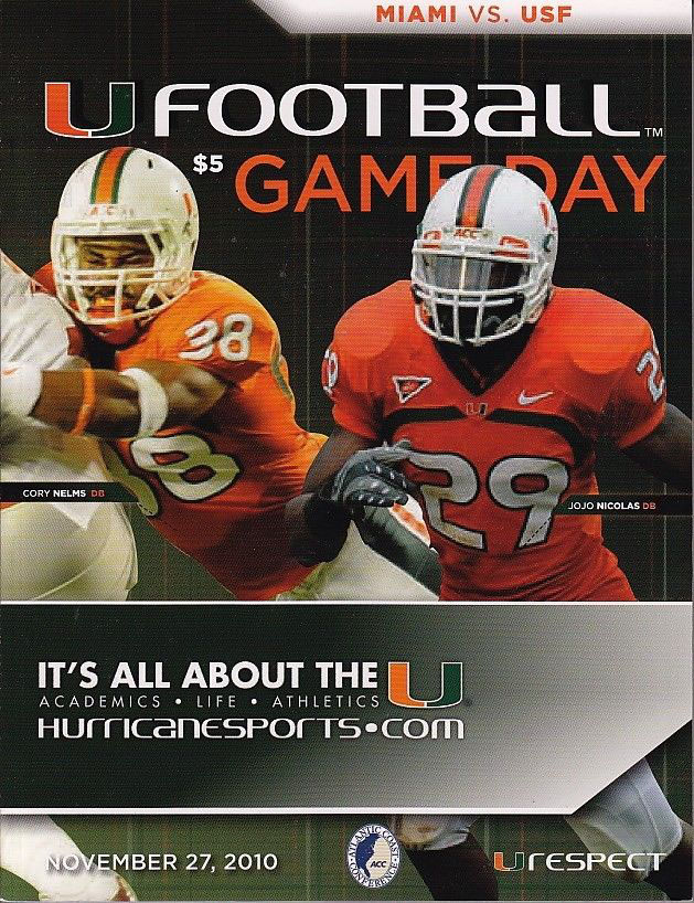 College Football Program: Miami Hurricanes vs. South Florida Bulls (November 27, 2010)