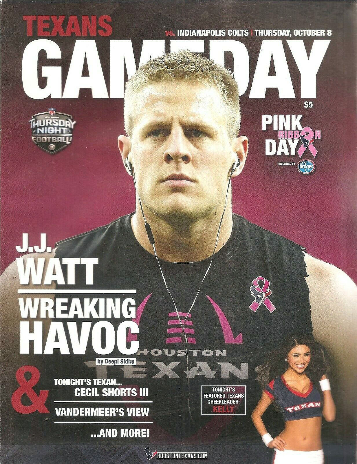 NFL Program: Houston Texans vs. Indianapolis Colts (October 8, 2015)