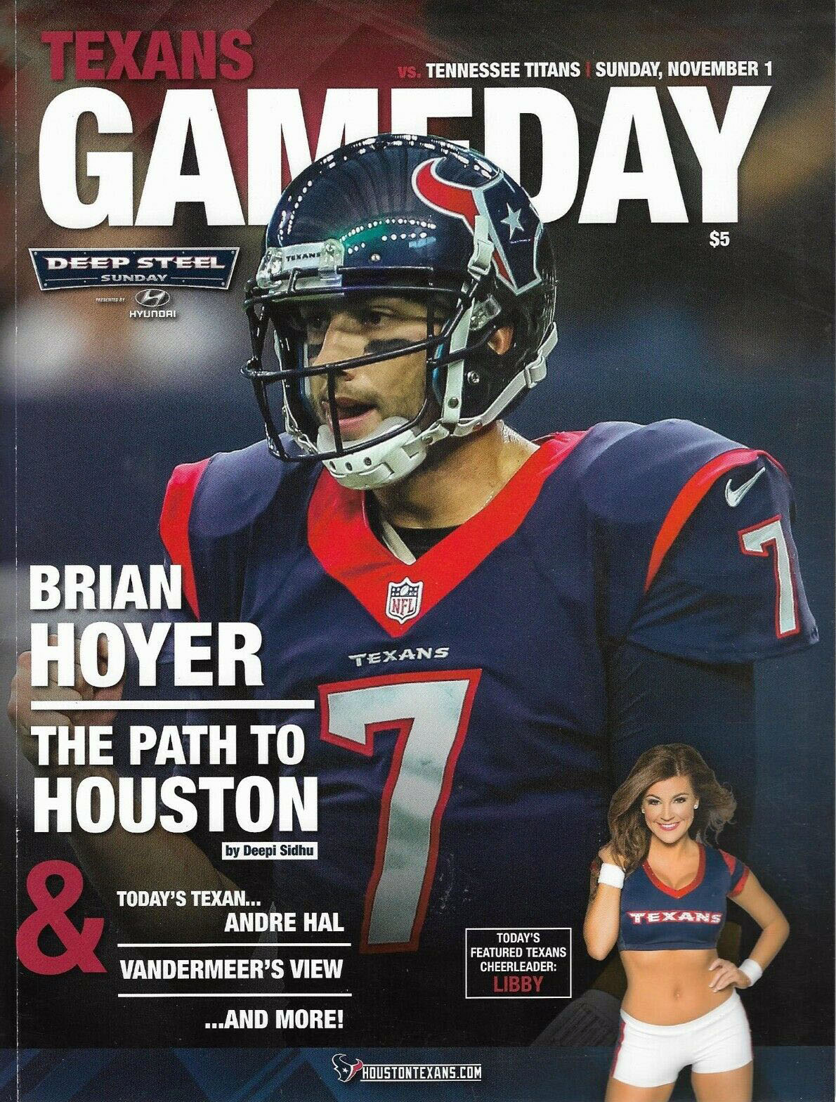 NFL Program: Houston Texans vs. Tennessee Titans (November 1, 2015)