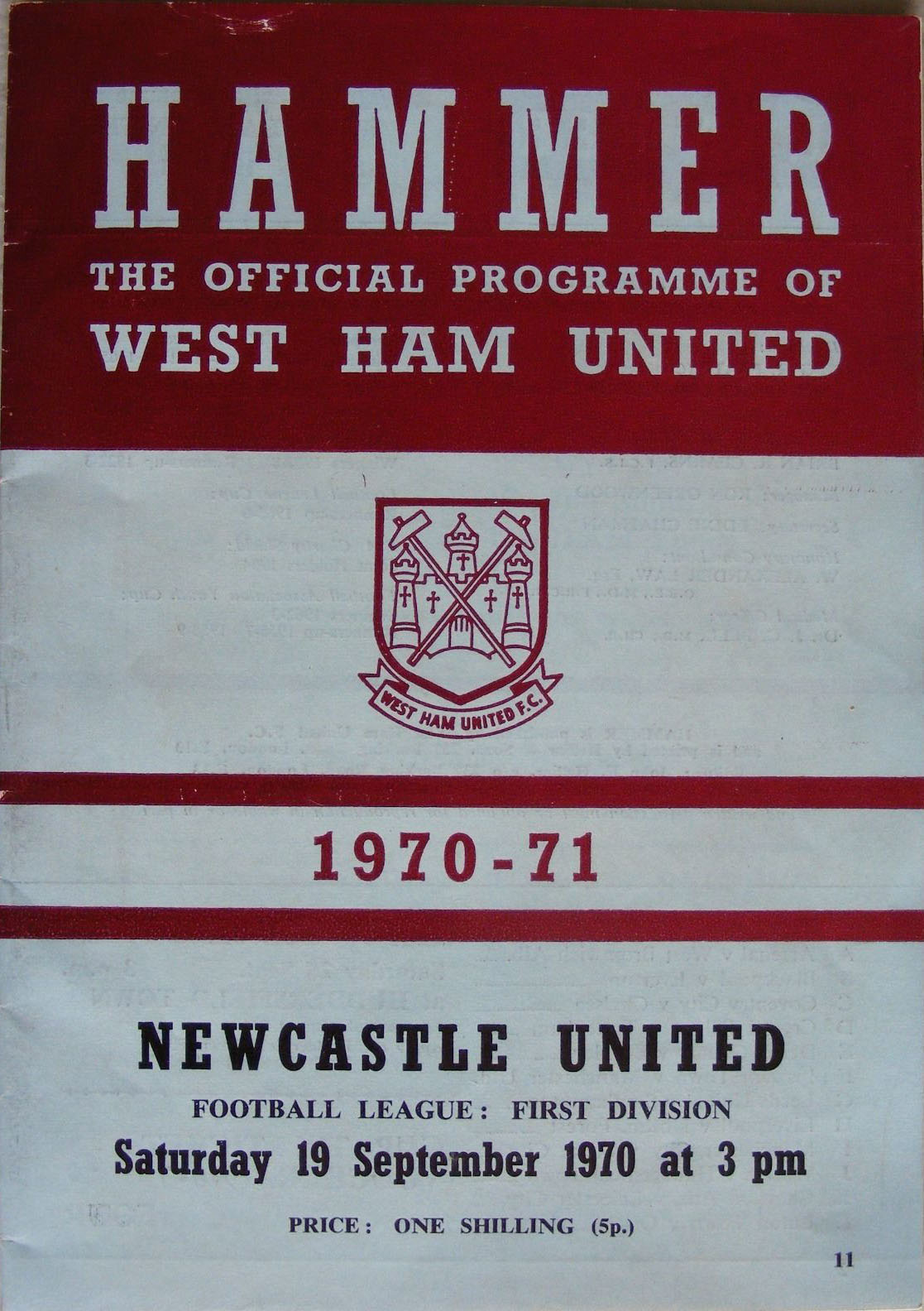 West Ham United vs. Newcastle United (September 19, 1970)