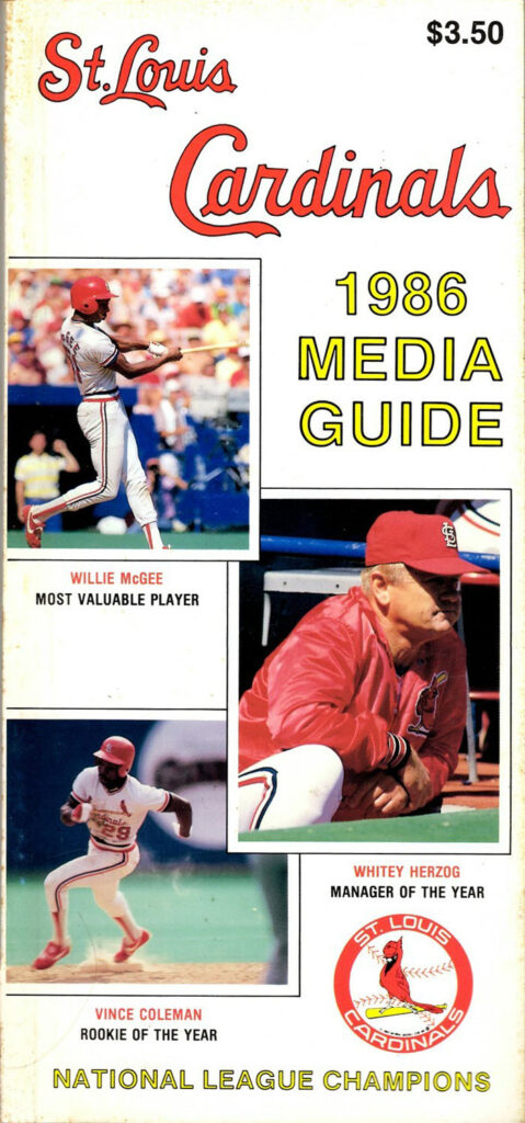 1986 St. Louis Cardinals media guide