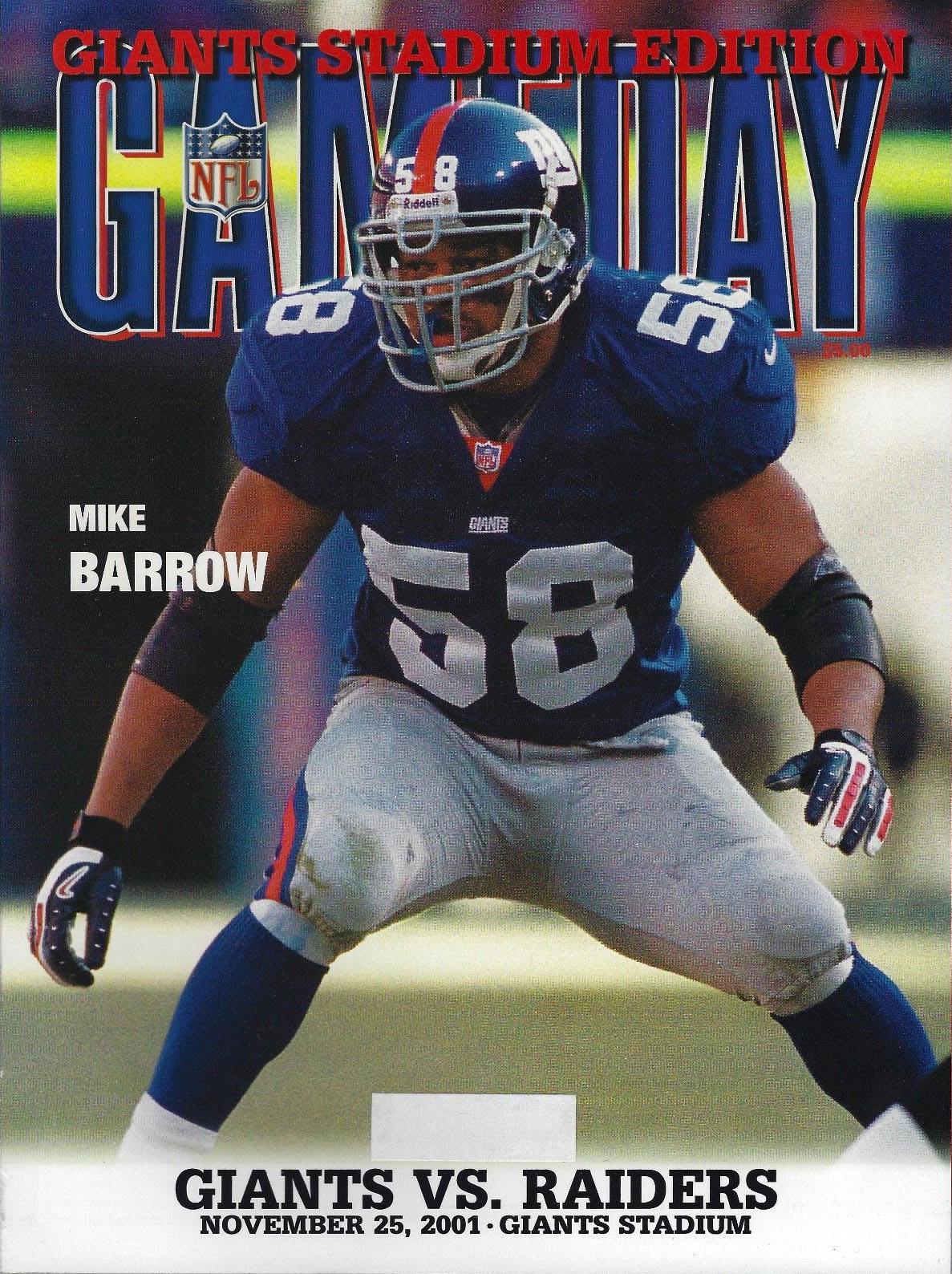 New York Giants vs. Oakland Raiders (November 25, 2001)