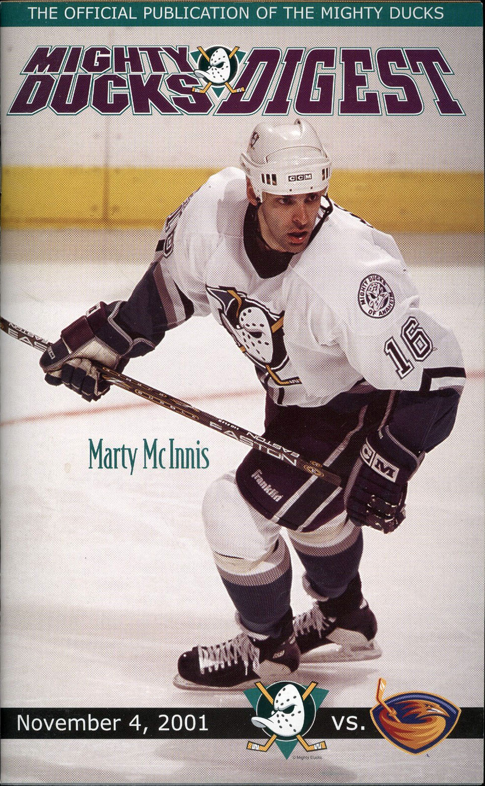 2001-02 Mighty Ducks of Anaheim program
