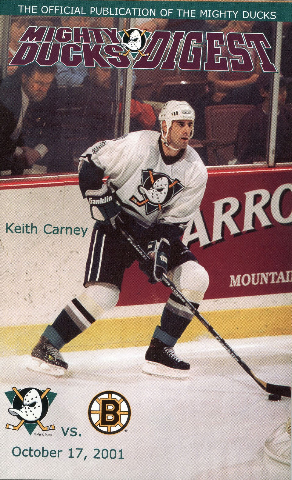 2001-02 Mighty Ducks of Anaheim program